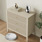 May in Color Large Fluted 3 Drawer Dresser, Wide Modern Nightstand Cabinet for Bedroom, Living Room, Entryway, Beige