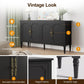 May in Color Buffet Sideboard Table Set of 2, 59'' Mid Century Modern Console Table, Media Cabinet with 4 Doors, Accent Cabinet Wood Sideboard, for Entryway, Living Room, Dining Room, Black