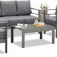 Superjoe Outside Patio Aluminum Coffee Table, Outdoor End Table with Aluminum Frame, Modern All-Weather Metal Rectangle Table Garden Furniture, Dark Grey