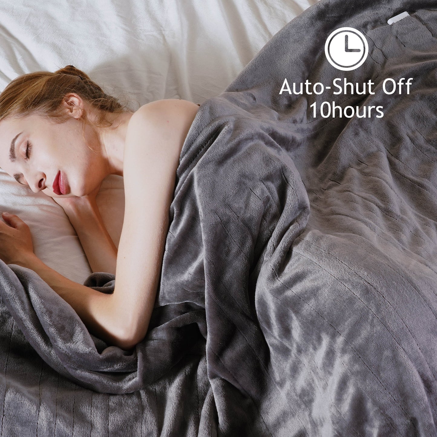 Superjoe Electric Blankets King Size Heated Blanket 100'' x 90'' King Blanket with Dual Controllers, 10 Heat Settings, Auto-off Timer, Gray Warm Gifts