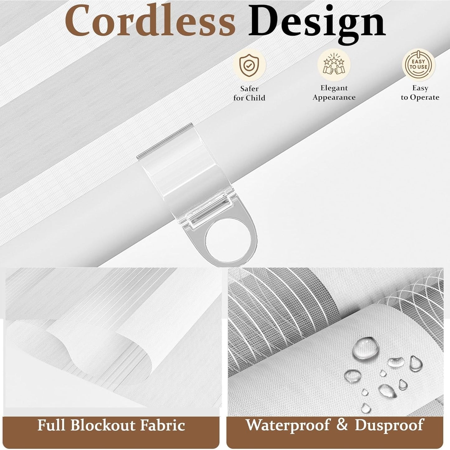 CozyHom Cordless Zebra Blinds for Windows, Living Room Roller Shades Blinds for Windows, Dual Layer Sheer or Privacy Light Control, Day and Night Window Shades for Home, Office