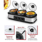 Superjoe Electric Slow Cooker Buffet, 3-Pots Stainless, Server Black 4.5qt 3-Crock