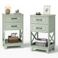 May in Color Tall Nightstand Set of 2 with 2 Drawers and Open Shelf Below, Ideal for Bedroom, Living Room, Home Office