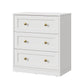 May in Color 3 Drawer Nightstand, Modern Wood End Table with Gold Knobs, White