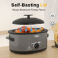 Heynemo Roaster Oven with Self-Basting Lid, 8qt Electric Roaster with Removable Pan & Rack, Turkey Roaster Oven with Defrost & Warm Function, Stainless Steel, Grey