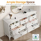 Dresser for Bedroom, 7 Drawers Dresser with Distinctive Wooden Legs & Black Paint Finish, Black Drawer Dresser with Spacious Storage Space for Bedroom, Living Room, Hallway