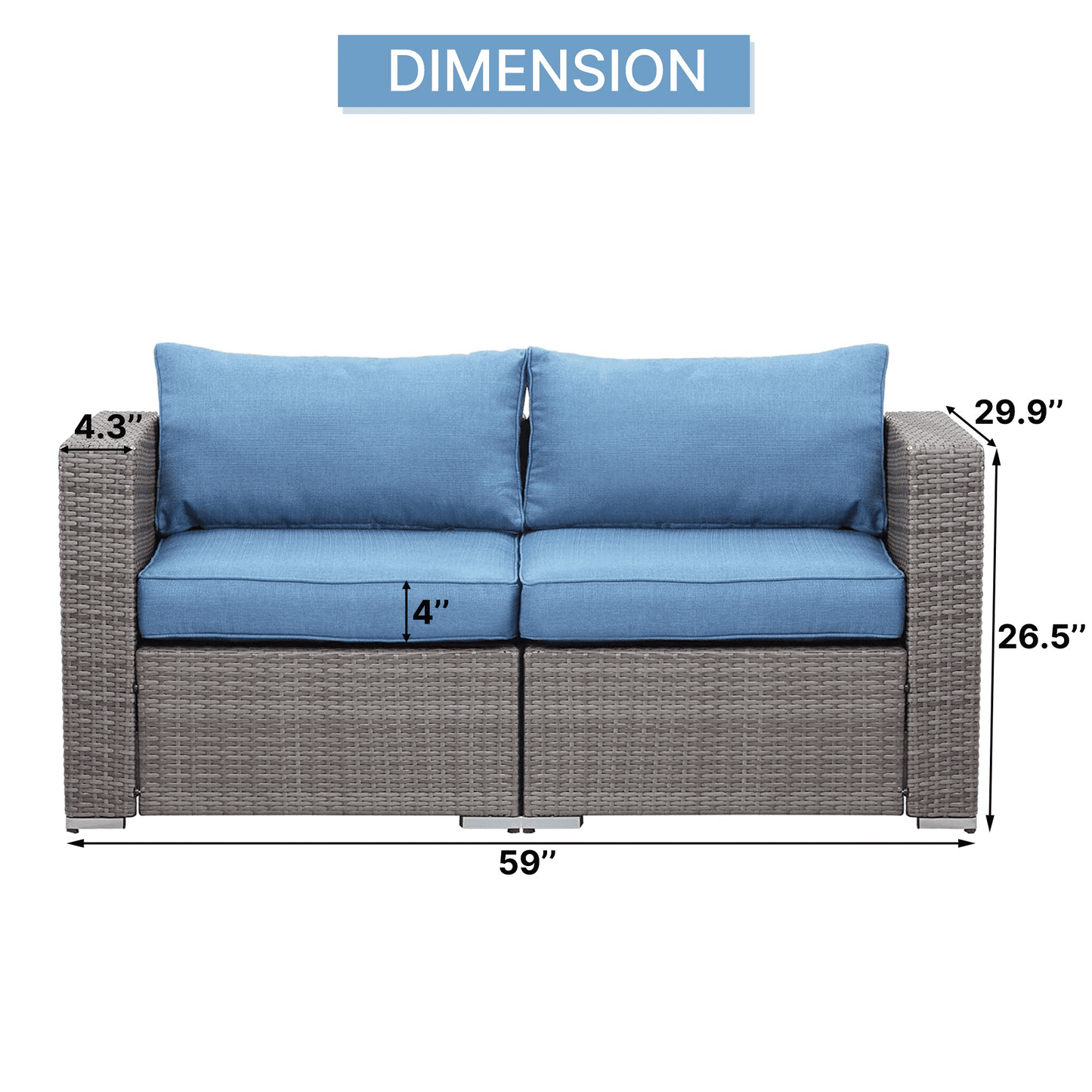 Superjoe 2 Pcs Patio Sectional Sofa Set Outdoor Corner Sofa Conversation Set,Blue