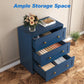 May in Color Blue Nightstands Set of 2, Modern 3-Drawer Bedside Tables with Gold Knobs, Wooden End Tables for Bedroom, Living Room, Hallway, or Closet