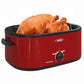Sunvivi 26 Quart Electric Turkey Roaster Oven with Visible Glass Lid,Removable Pan & Rack, Stainless Steel,Red