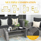 Superjoe 4 Pcs Outdoor Patio Furniture Sets, Wicker Rattan Conversation Set, Gray Rattan Black Cushion