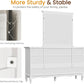 RoyalCraft White 7 Drawer Dresser with Mirror, Large Chest of Drawers for Bedroom, Modern Wood Dresser with LED Mirror for Bedroom, Living Room, White