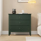32" Green Fluted Dresser Nightstand, Wide Modern 3 Drawer Wooden Chest, Large Painted Storage Cabinet, for Bedroom, Closet, Hallway, Entryway