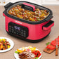 Heynemo 6.5QT Digital Multi Cooker, 12-in-1 Slow Cooker & Roaster with Timer, Temp Control, Delay Start, Nonstick Pot, Red