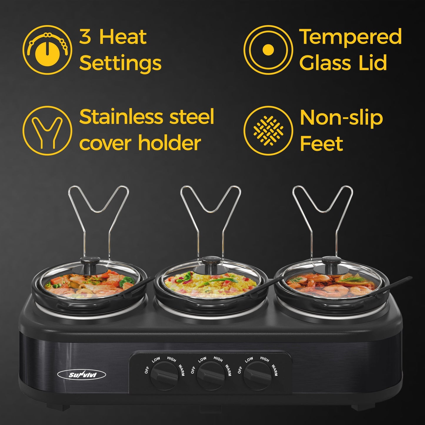 SUNVIVI slow pot roast chicken oven combination, large capacity suitable for family gatherings ,Stainless Steel,Black