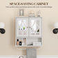 Superjoe Bathroom Medicine Cabinet with Mirror, Vanity Wall Mounted Storage Cabinet with Adjustable Shelves and Towel Bar, Hanging Wall Cabinet for Bathroom, Laundry, Living Room, White