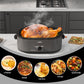 Sunvivi Roaster Oven with Self-Basting Lid, 18qt Electric Roaster with Removable Pan & Rack, Turkey Roaster Oven with Defrost & Warm Function, Stainless Steel, Grey