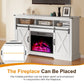 Mayincolor Rustic Wood TV Stand for 65+ Inch TVs, Entertainment Center with Sliding Barn Doors, White