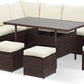 7 PCS Outdoor Dining Table Chair with Ottoman
