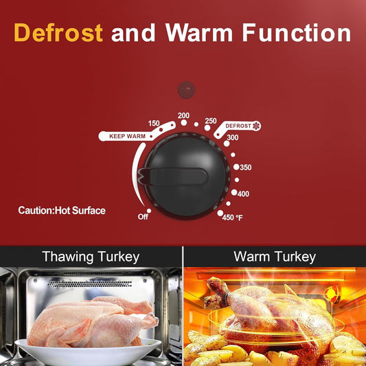 Superjoe 22QT Electric Roaster Oven, with Self-Basting Lid, Stainless Steel Roaster Pan, Red