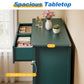 May in Color Fluted 6 Drawer Dresser, Wide Modern Chest of Drawers, Large Wood Storage Cabinet Organizer for Bedroom, Living Room, Hallway, Entryway, Green