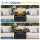 Heynemo 30" Outdoor propane fire pit table with Lid & Lava Rocks, 2in1 50,000 BTU Outdoor Gas Fire Pit Table with Waterproof Cover