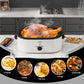 Sunvivi Roaster Oven with Self-Basting Lid, 20qt Electric Roaster with Removable Pan & Rack, Turkey Roaster Oven with Defrost & Warm Function, Stainless Steel, White