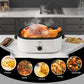 Sunvivi Roaster Oven with Self-Basting Lid, 18qt Electric Roaster with Removable Pan & Rack, Turkey Roaster Oven with Defrost & Warm Function, Stainless Steel, White
