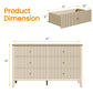 May in Color Beige 6 Drawer Dresser, Fluted Modern Chest of Drawers for Bedroom