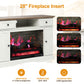 May in Color White TV Stand with 28'' Fireplace, Media Console Table with Adjustable Shelves, Entertainment Center with Double-door Design for Living Room, Bedroom