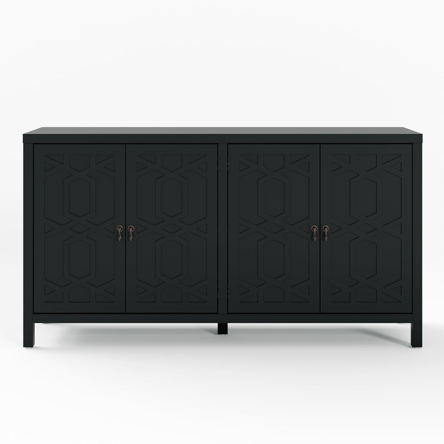 May in Color Sideboard Buffet, 58" Modern Buffet Cabinet with 4 Doors and Adjustable Shelves, for Entryway, Dining Room, Living Room, Bedroom, Black