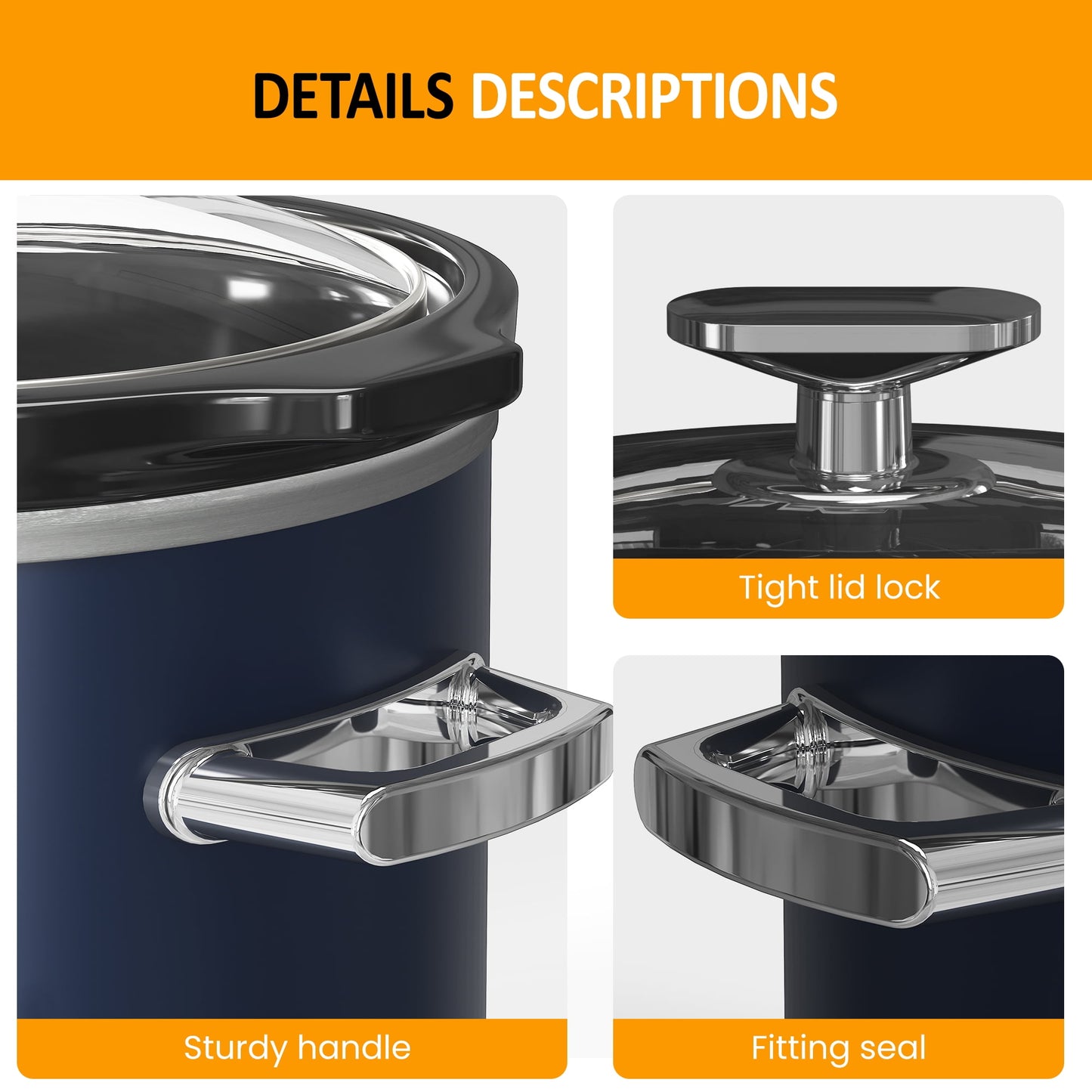 2QT Small Slow Cooker with Removable Ceramic Pot, 3 Heating Settings, Dishwasher-Safe Glass Lid,Blue