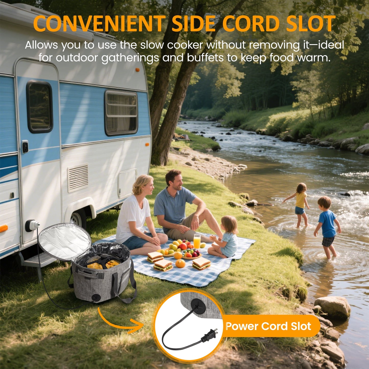 Large Capacity Insulated Slow Cooker Bag for 6-8QT, Portable Carrying Case with Transparent Window, Storage Pockets & Adjustable Straps for Outdoor Events, Family Gatherings & Potlucks