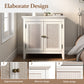 Storage Cabinet, Kitchen Sideboard Cabinet with Rattan Decor Doors, Accent Buffet Cabinet with Adjustable Storage Shelf, Wood Cabinet Organizer for Hallway, Dining Room, Living Room