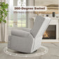 Royalcraft Swivel Nursery Glider Recliner, Comfy Upholstered Glider Chair with Lumbar Pillow and Footrest, Swivel Rocking Chair for Living Room, Grey