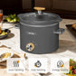 Superjoe 2 Quart Slow Cooker, Small Slow Cooker with Removable Ceramic Pot, Slow Cooker Food Warmer with 3 Heating Settings & Dishwasher Safe Glass Lid, Grey