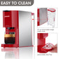 Homepraise 3 IN 1 Multi Capsules Coffee Machine,coffee machine with automatic cleaning function,for Strong Espresso,Americano Coffee,Cappuccino,Macchiato et,Red