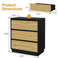 May in Color Wide Nightstand with 3 Drawers Set of 2, Black Large Nightstand for Bedroom, Home and Office, Black and Wood