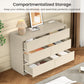 Heynemo Dresser with 6 Drawers for Bedroom, Chest of Drawer with Charging Station for Living Room, Beige