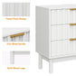 May in Color Fluted 3 Drawer Dresser Set of 2, Wood Closet Organizer for Bedroom, Living Room, Entryway, White