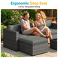 CozyHome 5-Piece Patio Rattan Furniture Set, Wicker Outdoor Sectional Sofas with Ottoman and Coffee Table, Grey