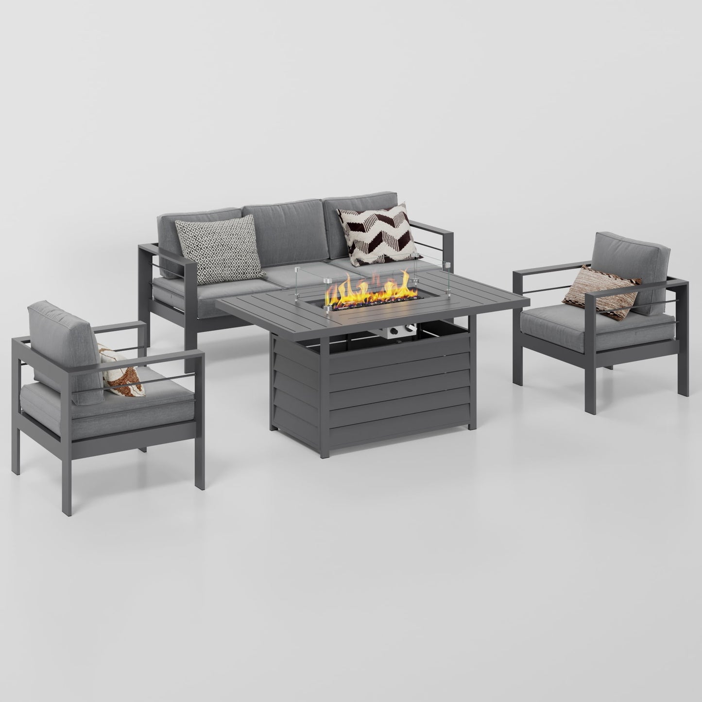 Superjoe Fire Pit Table, 54.3 inch., 50000 BTU Propane Gas Outdoor Fire Table Lava Rock