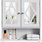 Superjoe Bathroom Medicine Cabinet with Mirror, Vanity Wall Mounted Storage Cabinet with Adjustable Shelves and Towel Bar, Hanging Wall Cabinet for Bathroom, Laundry, Living Room, White