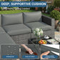 Royalcraft Outdoor Patio Set,5 Pcs PE Wicker Rattan Outdoor Furniture Set, Tempered Glass Coffee Table, Grey