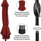 RoyalCraft 7.5 Ft Patio Umbrella Outdoor Market Table Umbrella Luxury Aluminum Pole Umbrella with Push Button Tilt and Crank, 6 Ribs, Polyester Canopy, Dark Red