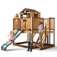 May in Color 9-in-1 Outdoor Wooden Playhouse with Slide & Sandbox - Backyard Playset for Kids Ages 3-10 - Natural Fir Play Center with Play Kitchen, Growth Chart & Safety Rails