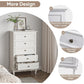 Superjoe White Dresser for Bedroom, Modern 5 Drawer Dresser, Wood Rustic Tall Chset of Drawers, Storage Dressers Organizer for Bedroom,Hallway