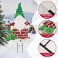Heynemo Solar Christmas Gnome Yard Stake, Lighted Metal Holiday Garden Decoration, Waterproof Lawn & Pathway Ornament, Chimney Style
