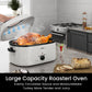 Sunvivi Roaster Oven with Self-Basting Lid, 22qt Electric Roaster with Removable Pan & Rack, Turkey Roaster Oven with Defrost & Warm Function, Stainless Steel, White