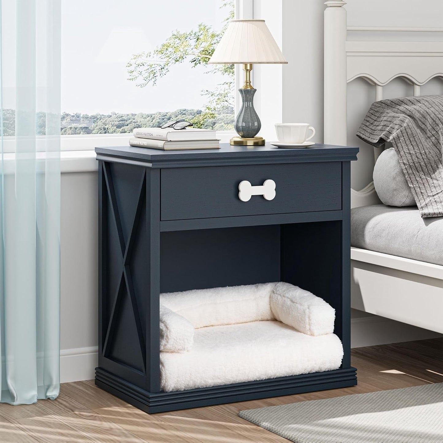 Superjoe LED Nightstand, Multi-Functional Nightstand with Drawer, End Table for Bedroom