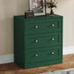May in Color 3 Drawer Nightstand, Large Bedside Table with Golden Round Knobs, Modern Wood End Table for Bedroom, Living Room, Hallway, Closet, Green
